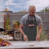 Modern Black Red White Personalisiert Monogram Schürze