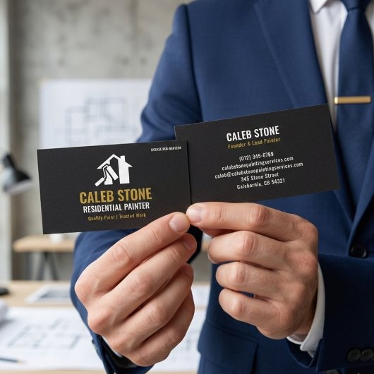 Modern Black Residential Painter & House Painting Visitenkarte