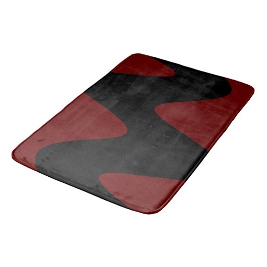 Modern Black River Deep Red Badematte (Schrägansicht)