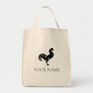 Modern Black Rooster Logo Totasche Tragetasche