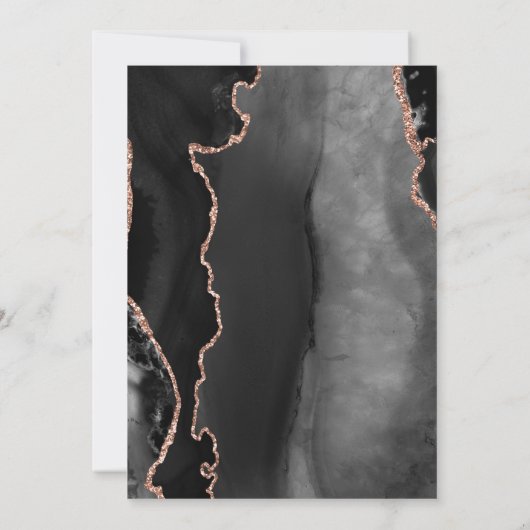 Modern Black Rose Gold Agate Save the Date Card (Rückseite)