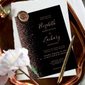 Modern Black Rose Gold Faux Glitter Edge Wedding Einladung
