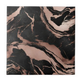 Modern Black Rose Gold Marble Pattern Fliese (Vorderseite)