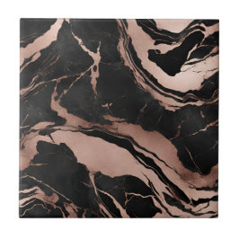 Modern Black Rose Gold Marble Pattern Fliese
