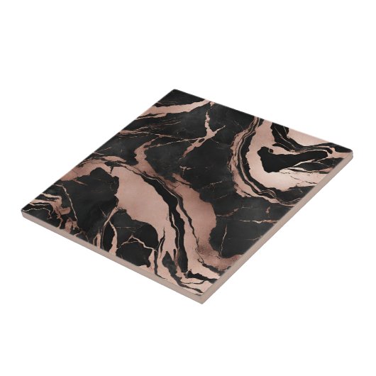 Modern Black Rose Gold Marble Pattern Fliese (Seite)