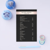 Modern Black Rose Gold Preisliste Flyer (Einzeln)
