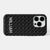 Modern Black Rubber Lattice with Name iPhone Hülle (Rückseite (Horizontal))
