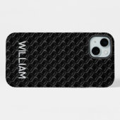 Modern Black Rubber Lattice with Name iPhone Hülle (Rückseite (Horizontal))
