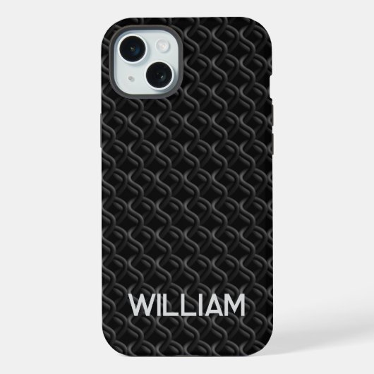 Modern Black Rubber Lattice with Name iPhone Hülle (Rückseite)
