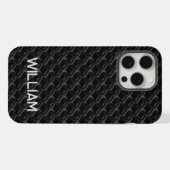 Modern Black Rubber Lattice with Name iPhone Hülle (Rückseite (Horizontal))