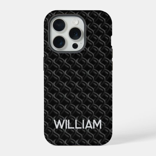 Modern Black Rubber Lattice with Name iPhone Hülle (Rückseite)