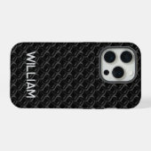 Modern Black Rubber Lattice with Name iPhone Hülle (Rückseite (Horizontal))