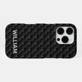 Modern Black Rubber Lattice with Name iPhone Hülle (Rückseite (Horizontal))