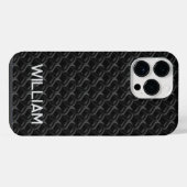 Modern Black Rubber Lattice with Name iPhone Hülle (Rückseite (Horizontal))