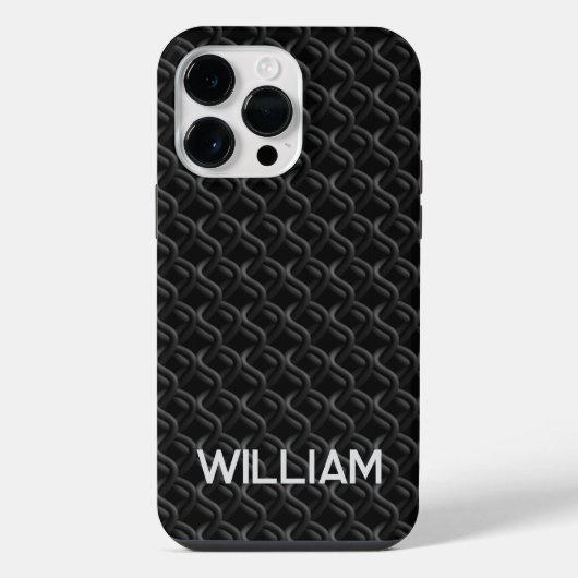 Modern Black Rubber Lattice with Name iPhone Hülle (Rückseite)