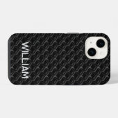 Modern Black Rubber Lattice with Name iPhone Hülle (Rückseite (Horizontal))