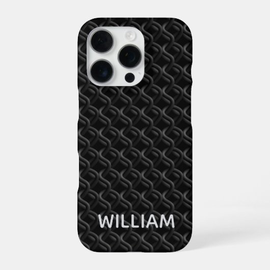 Modern Black Rubber Lattice with Name iPhone Hülle (Rückseite)