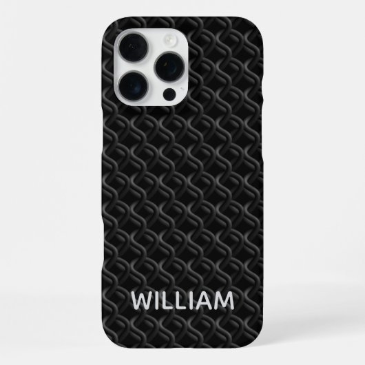Modern Black Rubber Lattice with Name iPhone Hülle (Rückseite)