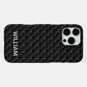 Modern Black Rubber Lattice with Name iPhone Hülle (Rückseite (Horizontal))