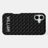 Modern Black Rubber Lattice with Name iPhone Hülle (Rückseite (Horizontal))