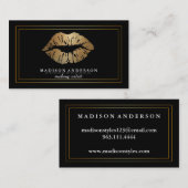 Modern Black Salon Gold Lips Visitenkarte (Vorne/Hinten)