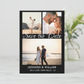 Modern Black Save the Date Script Photo Collage  Einladung (Stehend Vorderseite)