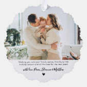 Modern Black Script 2 Foto Weihnachten Ornament Karte (Rückseite)