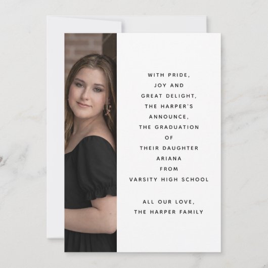 Modern Black Script 2 Photo Graduation Ankündigung (Rückseite)