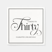Modern Black Script 30th Birthday Napkins Serviette (Vorderseite)