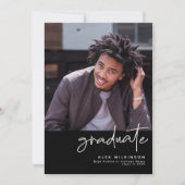 Modern Black Script 4 Foto Einfaches Abschluss Ankündigung (Vorderseite)