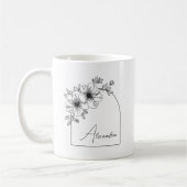 Modern Black Script Beautiful Arch Elegant Floral Kaffeetasse (Links)