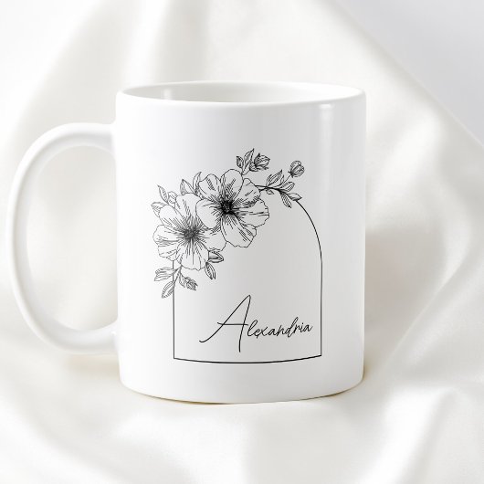 Modern Black Script Beautiful Arch Elegant Floral Kaffeetasse