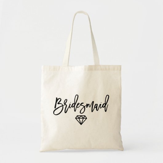 Modern Black Script Bridesmaid Diamond Tragetasche (Vorne)