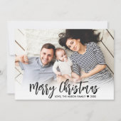 Modern Black Script Einfach 2 Foto Weihnachten (Vorderseite)