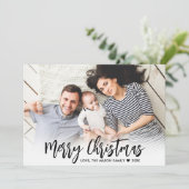 Modern Black Script Einfach 2 Foto Weihnachten (Stehend Vorderseite)