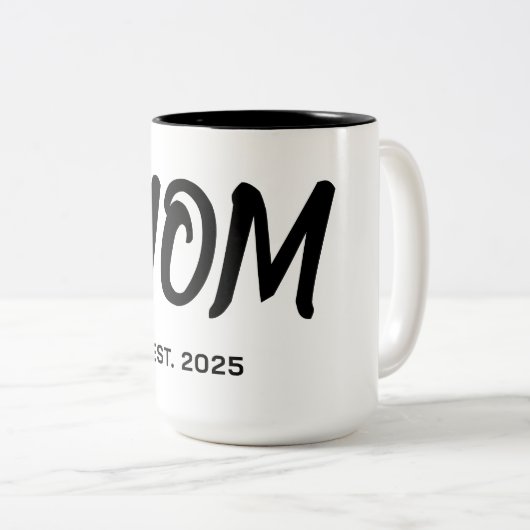 Modern Black Script Established Mom T-Shirt Zweifarbige Tasse (VorderseiteRechts)