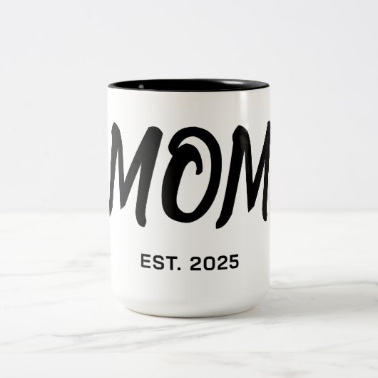 Modern Black Script Established Mom T-Shirt Zweifarbige Tasse (Mittel)