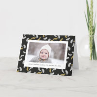 Modern Black Script Gold Pine Mistletoe Weihnachte