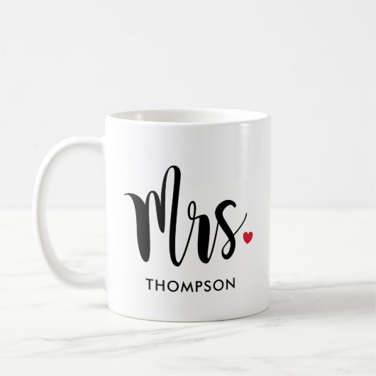 Modern Black Script Personalisiert Wedding Kaffeetasse (Links)
