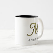Modern Black Script Personalisiert Wedding Zweifarbige Tasse (VorderseiteRechts)