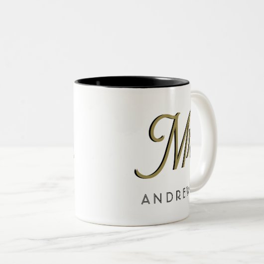 Modern Black Script Personalisiert Wedding Zweifarbige Tasse (VorderseiteRechts)