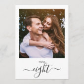 Modern Black Script Photo Eight Table Number Einladung (Rückseite)