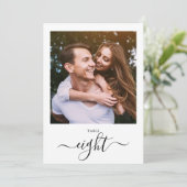 Modern Black Script Photo Eight Table Number Einladung (Stehend Vorderseite)