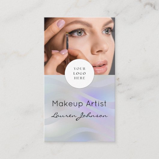 Modern Black Script Photo Makeup  Visitenkarte (Vorderseite)