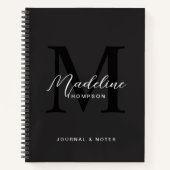 Modern Black Script Typografy Initial Monogram Notizblock (Vorderseite)