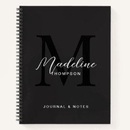 Modern Black Script Typografy Initial Monogram Notizblock