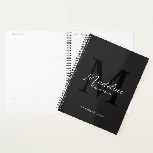 Modern Black Script Typografy Initial Monogram Planer (Anzeige)