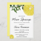 Modern Black Script Watercolor Lemon Brautparty Einladung (Vorne/Hinten)