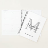 Modern Black Script White Gray Initial Monogram Planer (Anzeige)
