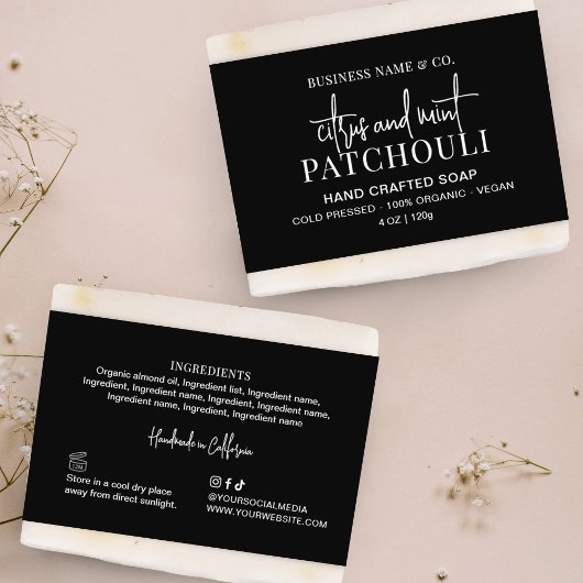 Modern Black Shampoo Bar or Soap Bly Band Label